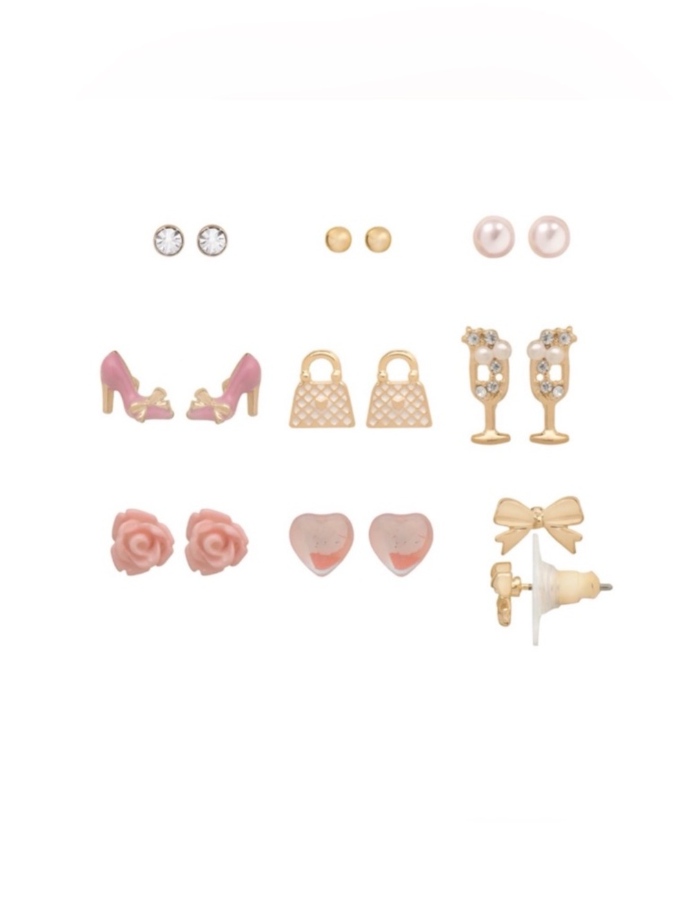 LC Lauren Conrad Gold Tone 9-Pair Girly Icons Earring Set